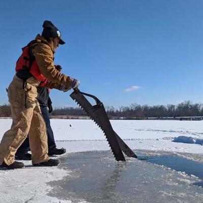 Ice Cutting at Cedar Lake (Carriage Hill MetroPark)