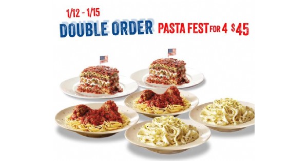 Double Order Pasta Fest at Spaghetti Warehouse