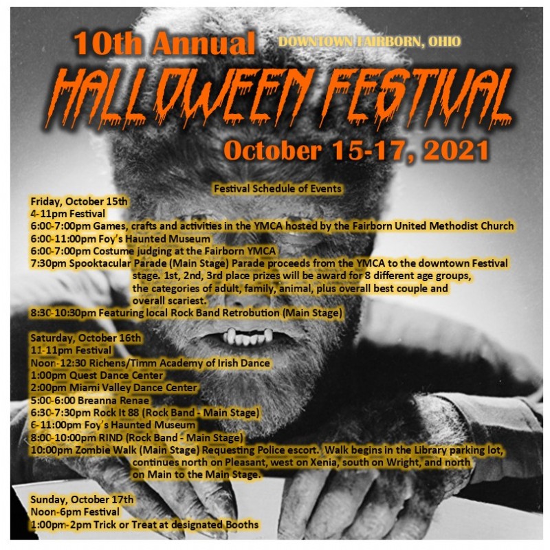 Fairborn Halloween Festival 2021 Schedule of Events