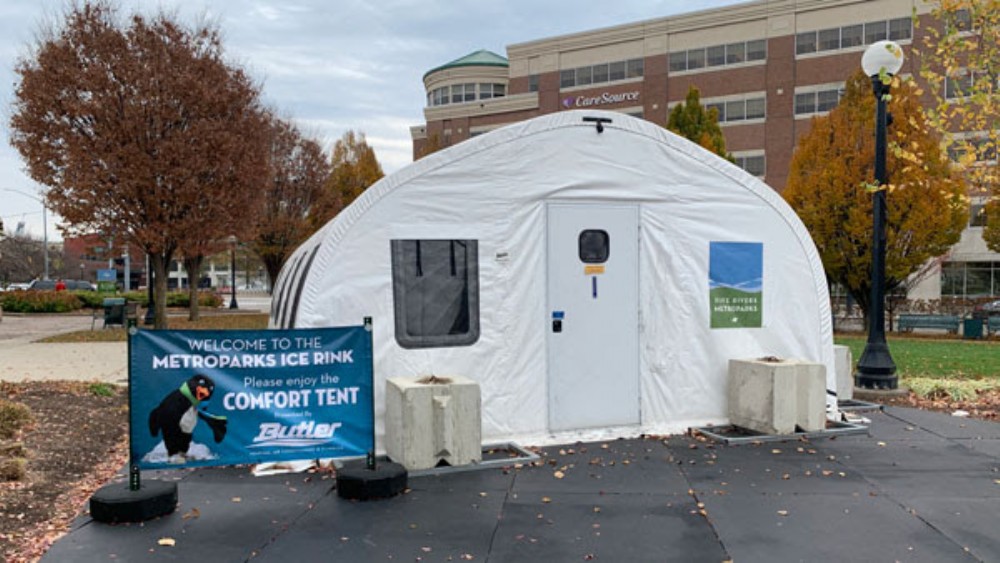 Comfort Tent at Riverscape Ice Rink
