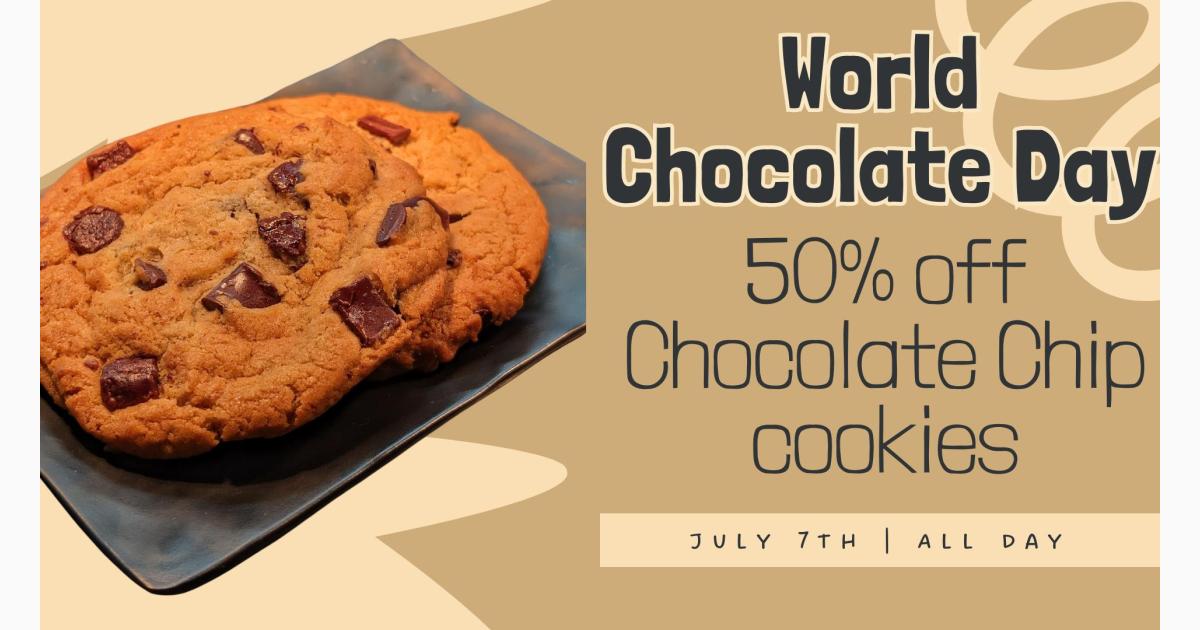 World Chocolate Day: 50% Off Chocolate Chip Cookies