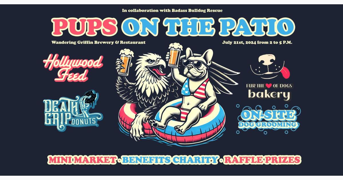 Pups on the Patio with Badass Bulldogs Rescue at the Wandering Griffin Brewery & Restaurant