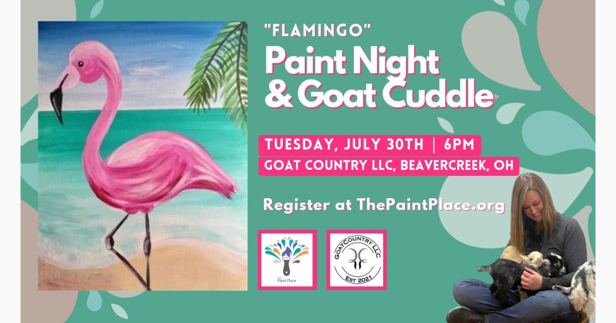 Paint Night and Goat Cuddle - "Flamingo"