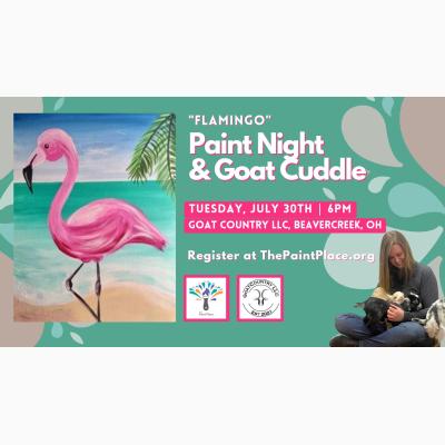 Paint Night and Goat Cuddle - "Flamingo"