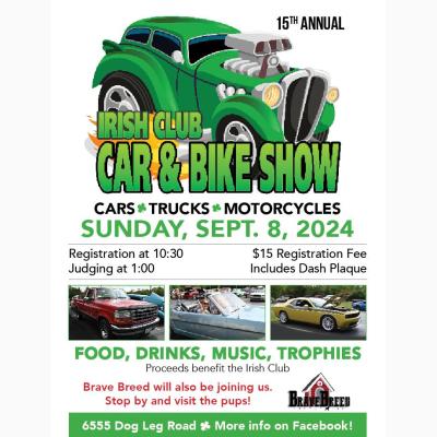 Irish Club's 15th Annual Car & Bike Show