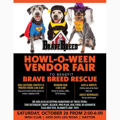 Howl-O-Ween Vendor Fair to Benefit Brave Breed Rescue