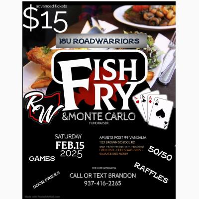 18U Roadwarriors Fish Fry and Monte Carlo Fundraiser