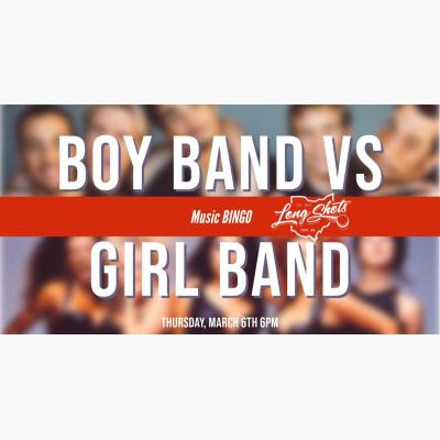 Boy Band vs Girl Band Music Bingo