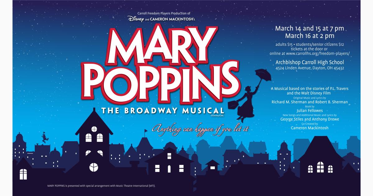 Mary Poppins flies on Carroll High School's Stage