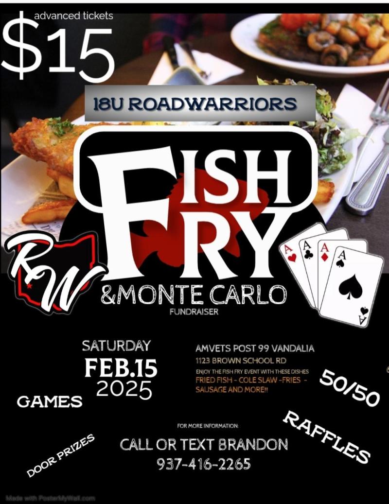 18U Roadwarriors Fish Fry and Monte Carlo Fundraiser