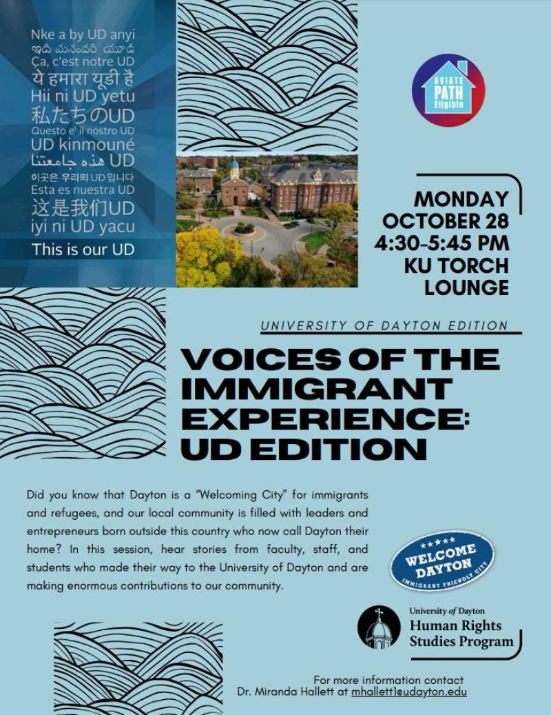 poster - VOICES OF THE IMMIGRANT EXPERIENCE: UD EDITION