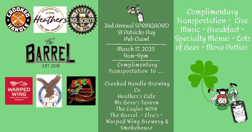 Springboro's 2nd Annual St. Patrick's Day Pub Crawl