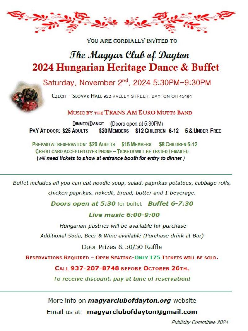 Magyar Club of Dayton Heritage Dinner/Dance