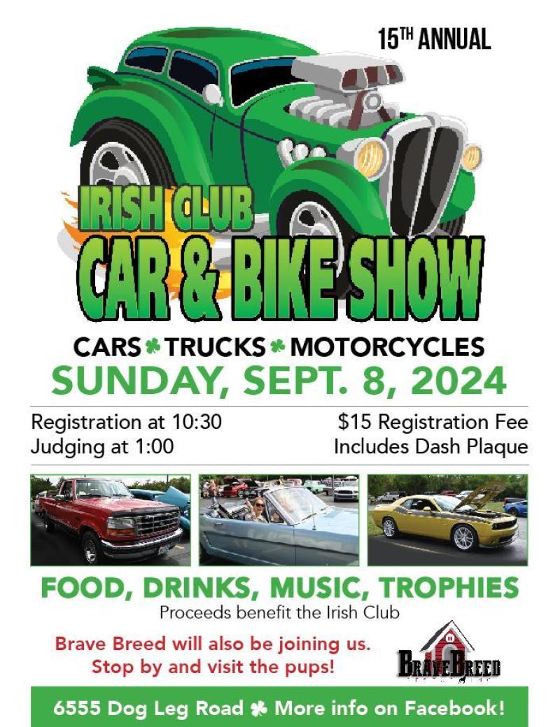 Irish Club's 15th Annual Car & Bike Show