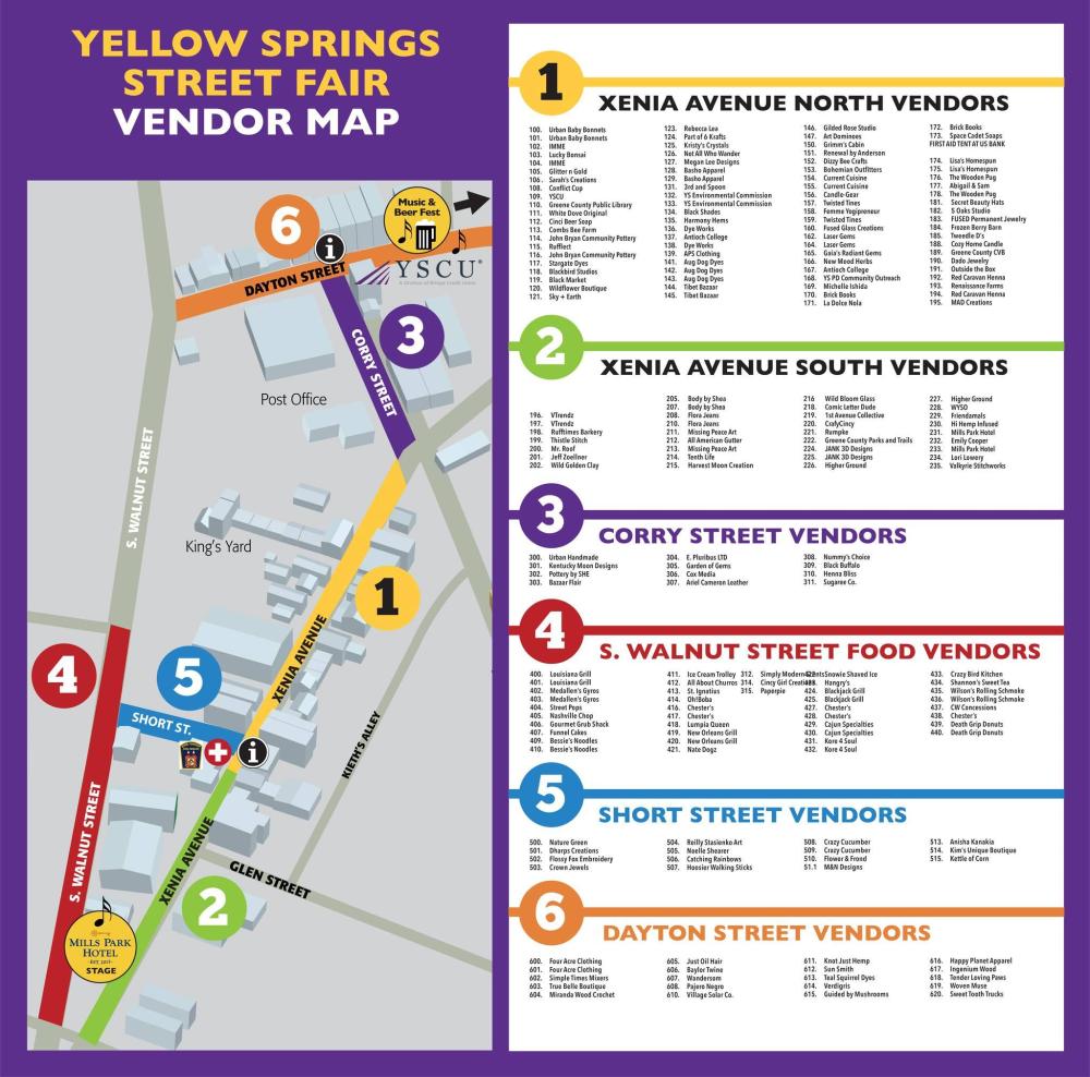 2024 Yellow Springs Street Fair Map