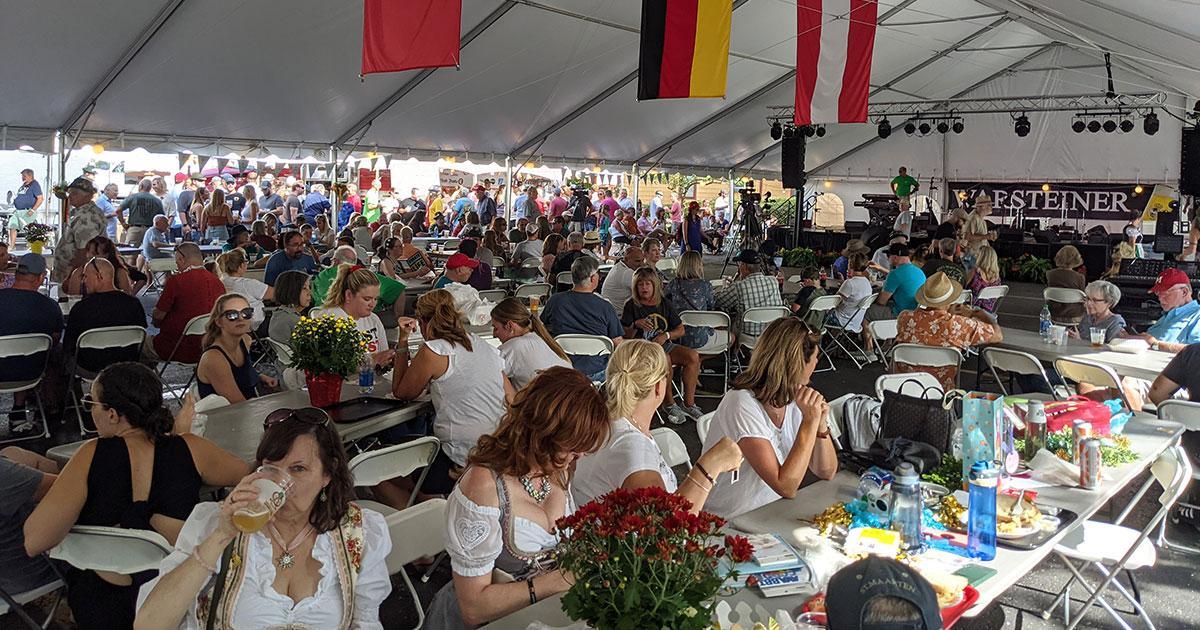 Delicious homemade German food including German schnitzel, sausages, cabbage rolls, our famous potato salad, sauerkraut and more