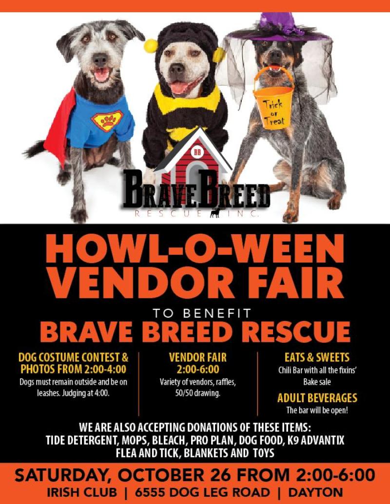 Howl-O-Ween Vendor Fair to Benefit Brave Breed Rescue