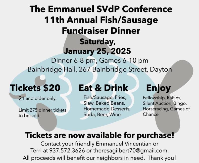 Emmanuel SVdP Conference Fish/Sausage Fundraiser Dinner