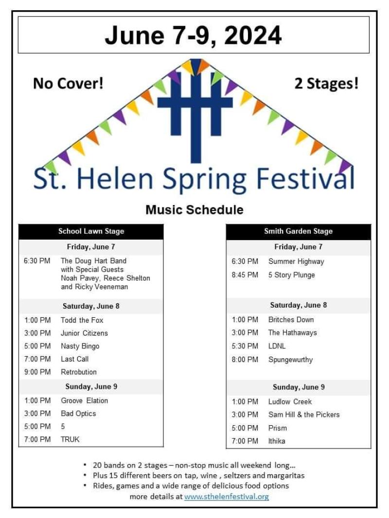 2024 Schedule - St. Helen Spring Festival